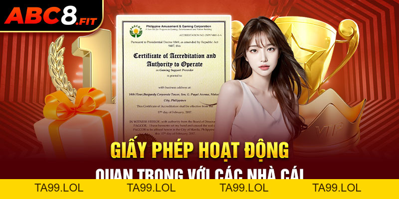 Giấy Phép Hoạt Động ABC8 - Thể Hiện Đẳng Cấp Nhà Cái Uy Tín